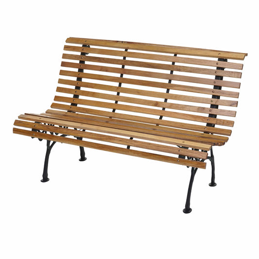 Tuinbank MCW-F97, parkbank houten bank, 2-zits gietijzer hout 122cm 22kg ~ lichtbruin