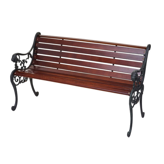 Tuinbank MCW-F98, parkbank houten bank, 2-zits gietijzer hout 125cm 20kg ~ bruin