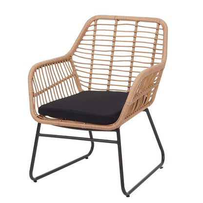 Polyrattan set MCW-G17a, tuinbankstel zitgroep stoel, touw ~ natuurlijke kleur, bekleding antraciet met sierkussens