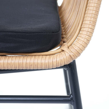 Polyrattan set MCW-G17a, tuinbankstel zitgroep stoel, touw ~ natuurlijke kleur, bekleding antraciet met sierkussens