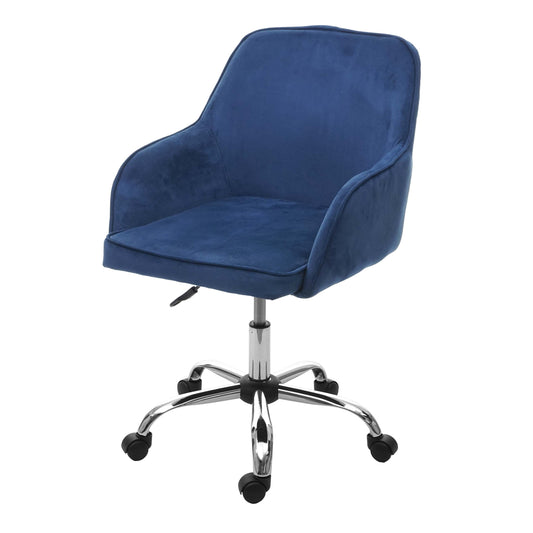 Bureaustoel MCW-F82, bureaustoel directiedraaistoel, retro design fluweel ~ blauw
