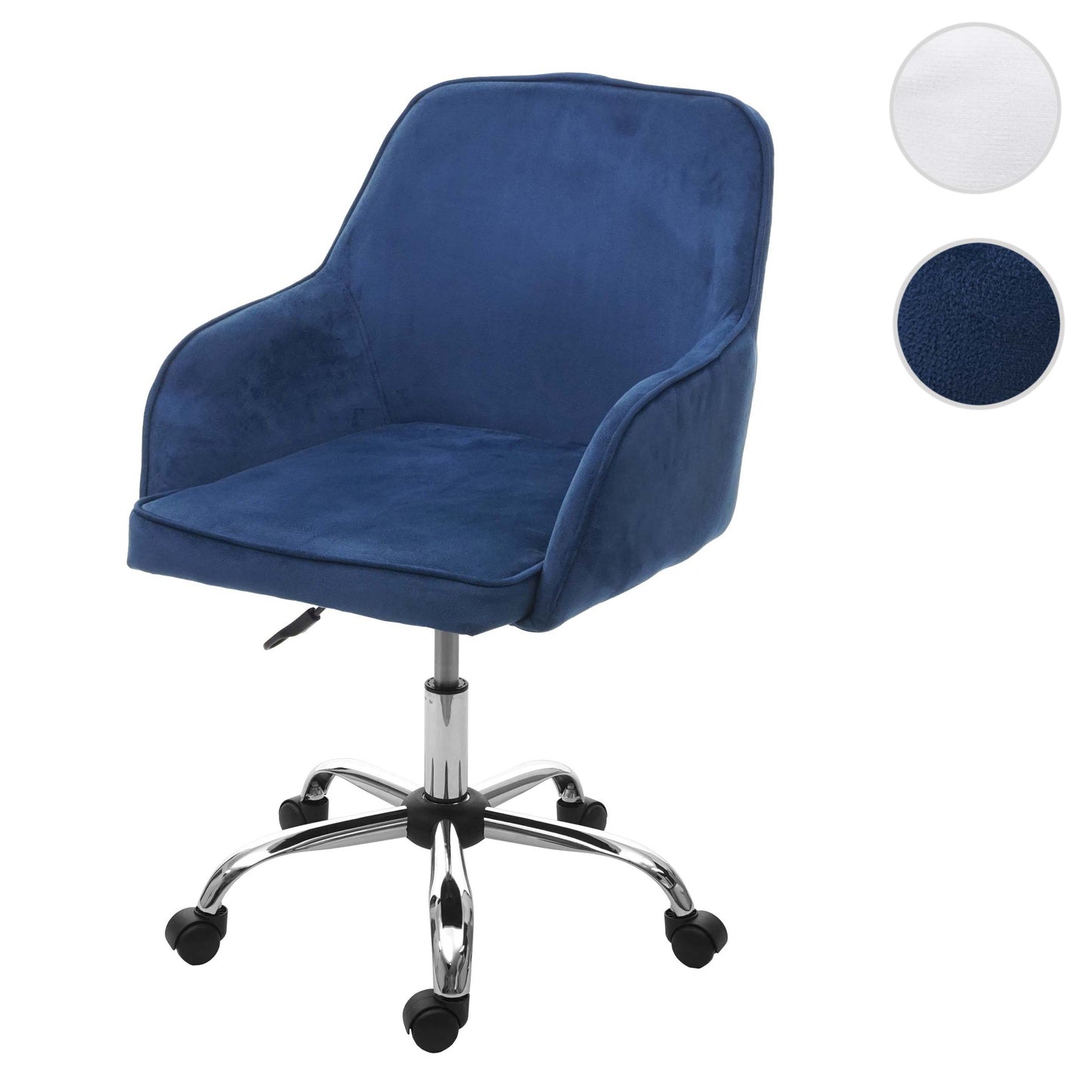 Bureaustoel MCW-F82, bureaustoel directiedraaistoel, retro design fluweel ~ blauw