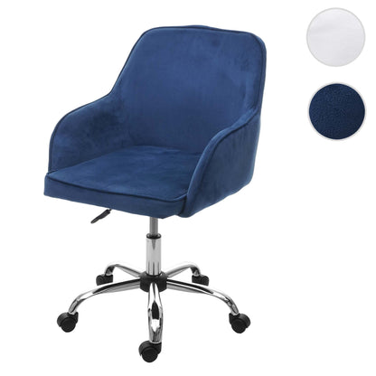 Bureaustoel MCW-F82, bureaustoel directiedraaistoel, retro design fluweel ~ blauw