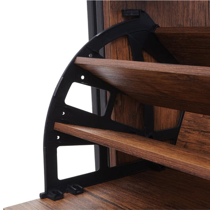 Schoenenkantelaar MCW-A27, schoenenkast schoenenrek, 122x77x29cm 3D structuur 3 kleppen MVG ~ wild eiken look