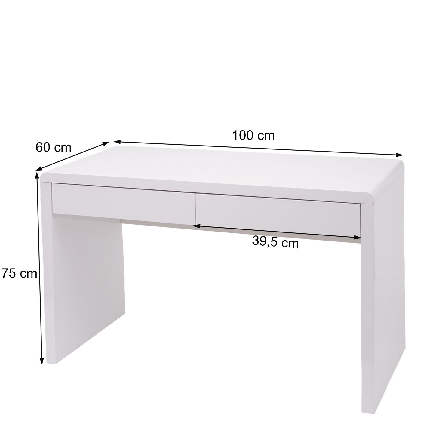 Bureau MCW-G51, bureau computer computer bureau, hoogglans wit ~ 100x60cm