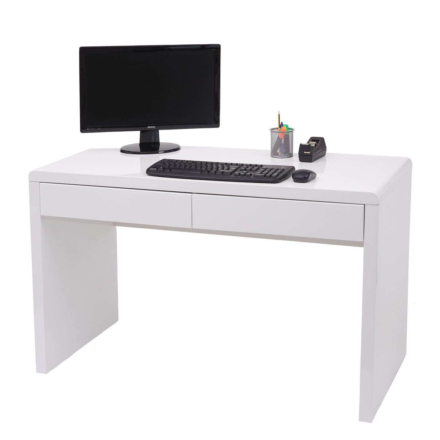 Bureau MCW-G51, bureau computer computer bureau, hoogglans wit ~ 100x60cm