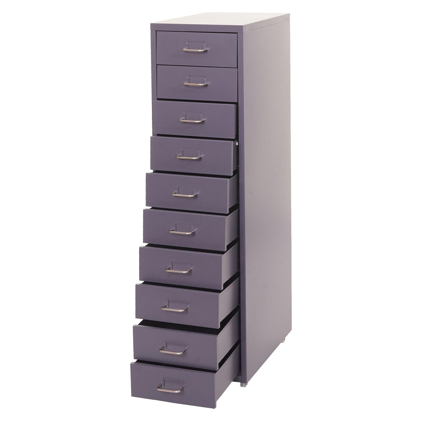 Trolley kast Boston T851, stalen ladekast, 110x28x41cm 10 laden ~ donkergrijs