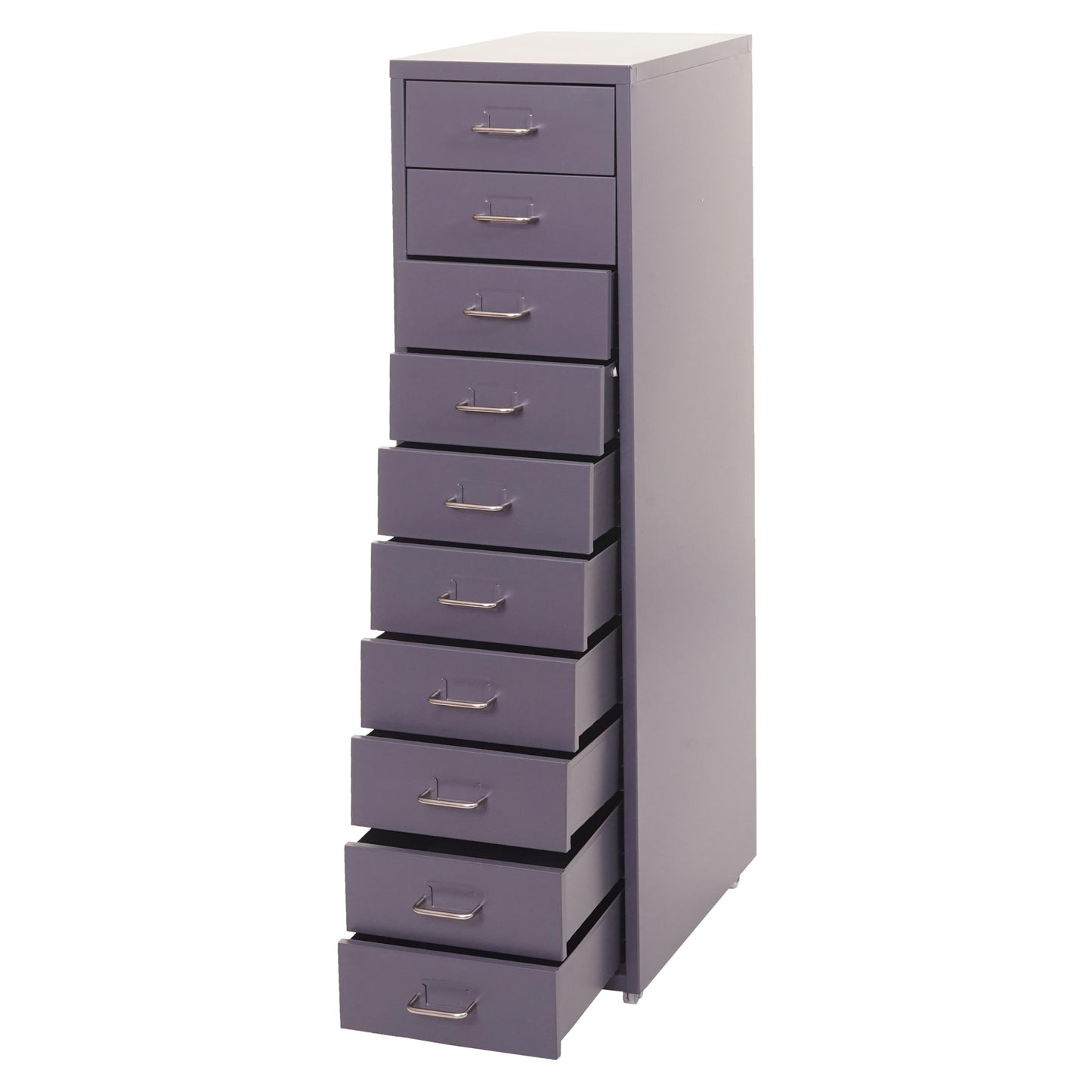 Trolley kast Boston T851, stalen ladekast, 110x28x41cm 10 laden ~ donkergrijs