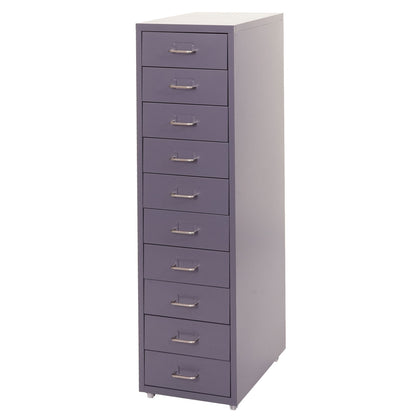 Trolley kast Boston T851, stalen ladekast, 110x28x41cm 10 laden ~ donkergrijs