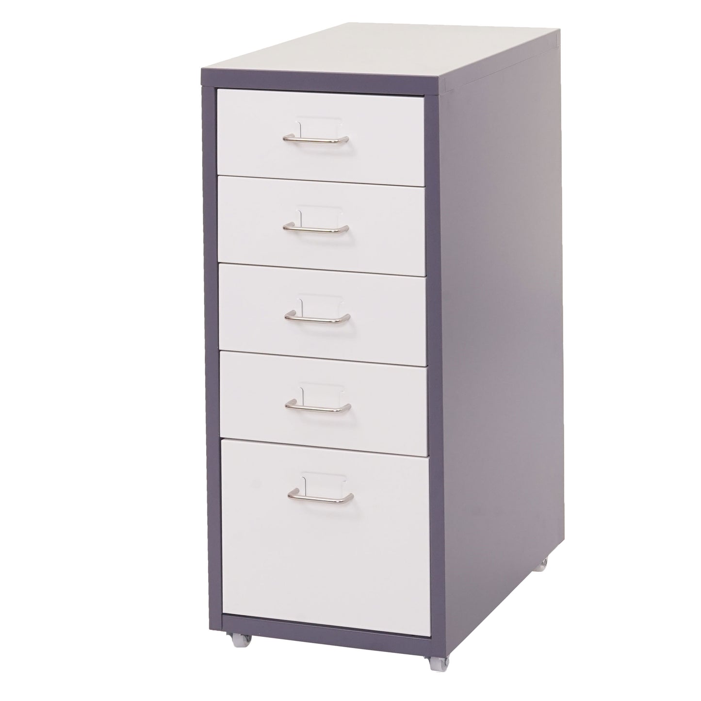 Trolley kast Boston T851, stalen ladekast, 69x28x41cm 5 laden ~ donkergrijs wit