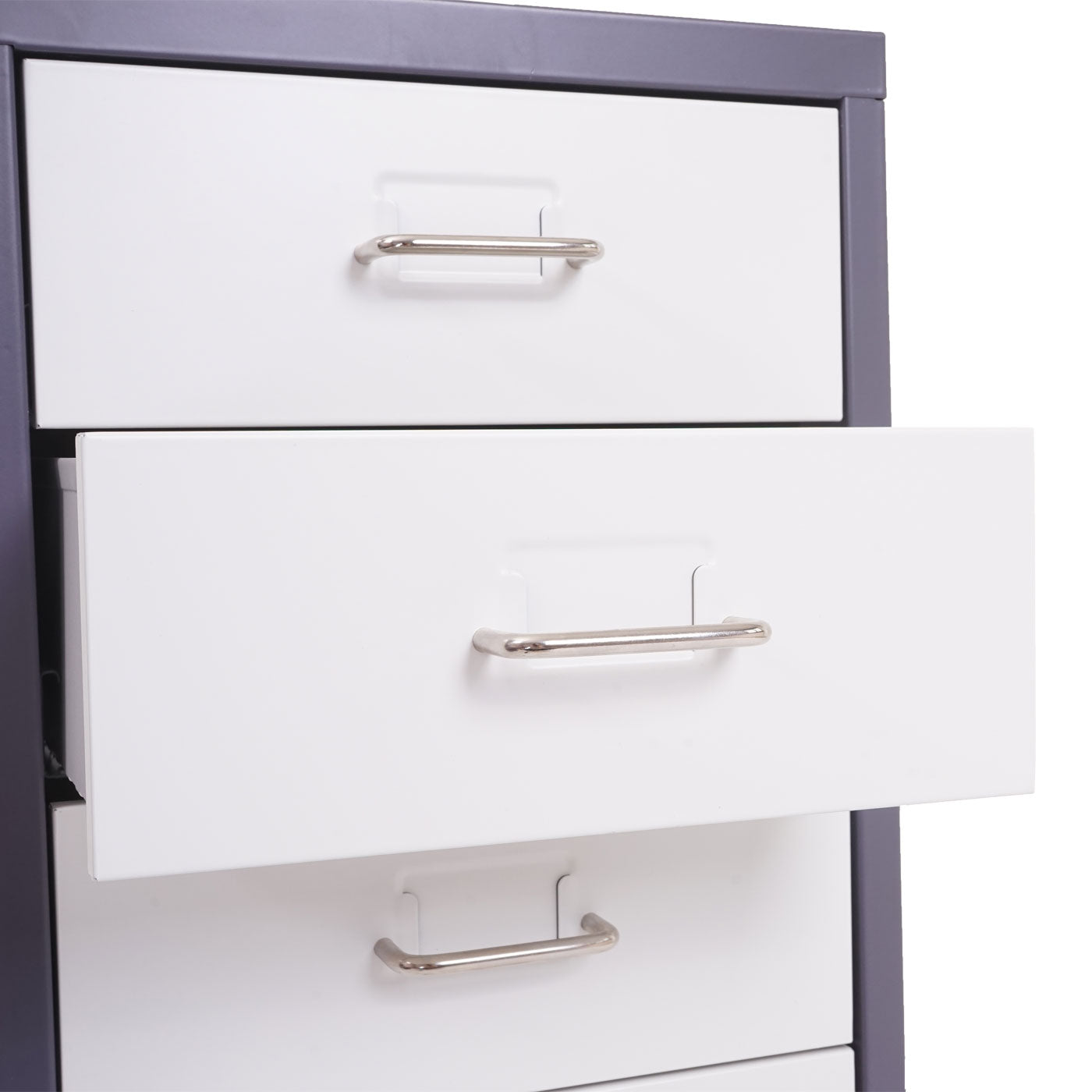 Trolley kast Boston T851, stalen ladekast, 69x28x41cm 5 laden ~ donkergrijs wit