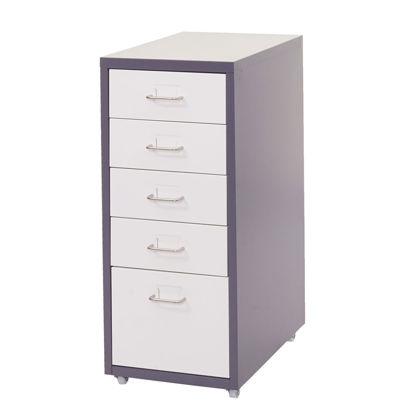 Trolley kast Boston T851, stalen ladekast, 69x28x41cm 5 laden ~ donkergrijs wit