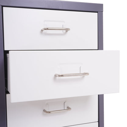 Trolley kast Boston T851, ladekast stalen kast, 69x28x41cm 5 laden ~ donkergrijs wit-donkergrijs