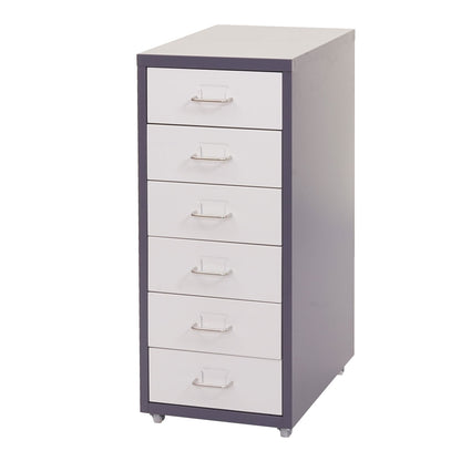 Verrijdbaar onderstel Boston T851, ladekast stalen kast, 69x28x41cm 6 laden ~ donkergrijs wit