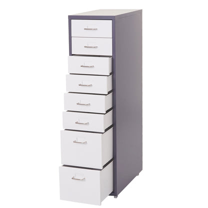 Trolley kast Boston T851, ladekast stalen kast, 110x28x41cm 8 laden ~ donkergrijs wit