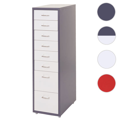 Trolley kast Boston T851, ladekast stalen kast, 110x28x41cm 8 laden ~ donkergrijs wit
