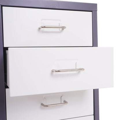 Trolley kast Boston T851, ladekast stalen kast, 110x28x41cm 8 laden ~ donkergrijs wit