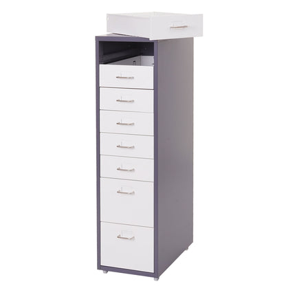 Trolley kast Boston T851, ladekast stalen kast, 110x28x41cm 8 laden ~ donkergrijs wit
