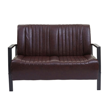 2-zitsbank MCW-H10, tweezitsbank, metalen kunstleren industrieel ontwerp ~ vintage bruin