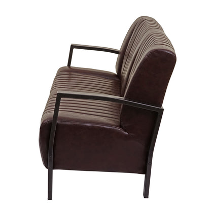 2-zitsbank MCW-H10, tweezitsbank, metalen kunstleren industrieel ontwerp ~ vintage bruin