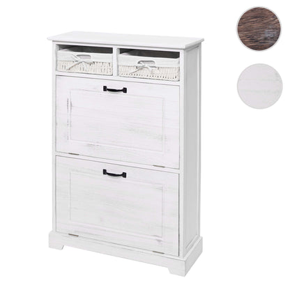 Schoenenkantelaar MCW-H19, schoenenkast schoenenrek schoenenopberger, massief houten shabby look mandlade 100x60x24cm ~ wit