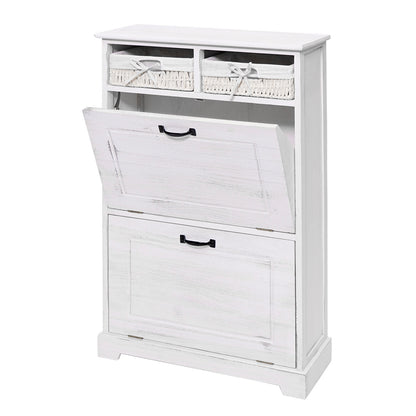 Schoenenkantelaar MCW-H19, schoenenkast schoenenrek schoenenopberger, massief houten shabby look mandlade 100x60x24cm ~ wit