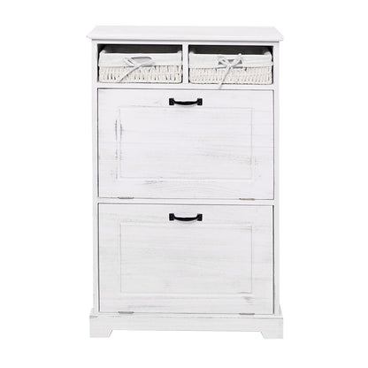 Schoenenkantelaar MCW-H19, schoenenkast schoenenrek schoenenopberger, massief houten shabby look mandlade 100x60x24cm ~ wit