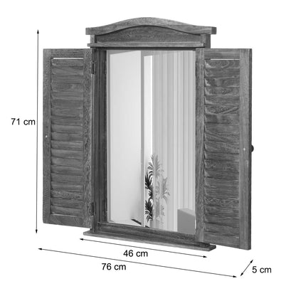 Wandspiegel Badkamerspiegel Badkamerspiegel venster met luiken, 71x46x5cm ~ shabby white