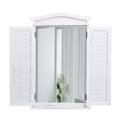 Wandspiegel Badkamerspiegel Badkamerspiegel venster met luiken, 71x46x5cm ~ shabby white