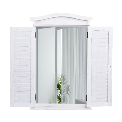 Wandspiegel Badkamerspiegel Badkamerspiegel venster met luiken, 71x46x5cm ~ shabby white
