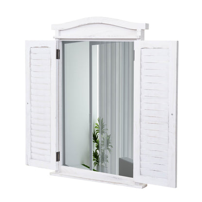 Wandspiegel Badkamerspiegel Badkamerspiegel venster met luiken, 71x46x5cm ~ shabby white
