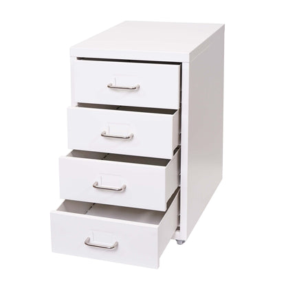 Verrijdbaar onderstel Boston T851, ladekast stalen kantoorkast, 48x28x41cm 4 laden ~ wit