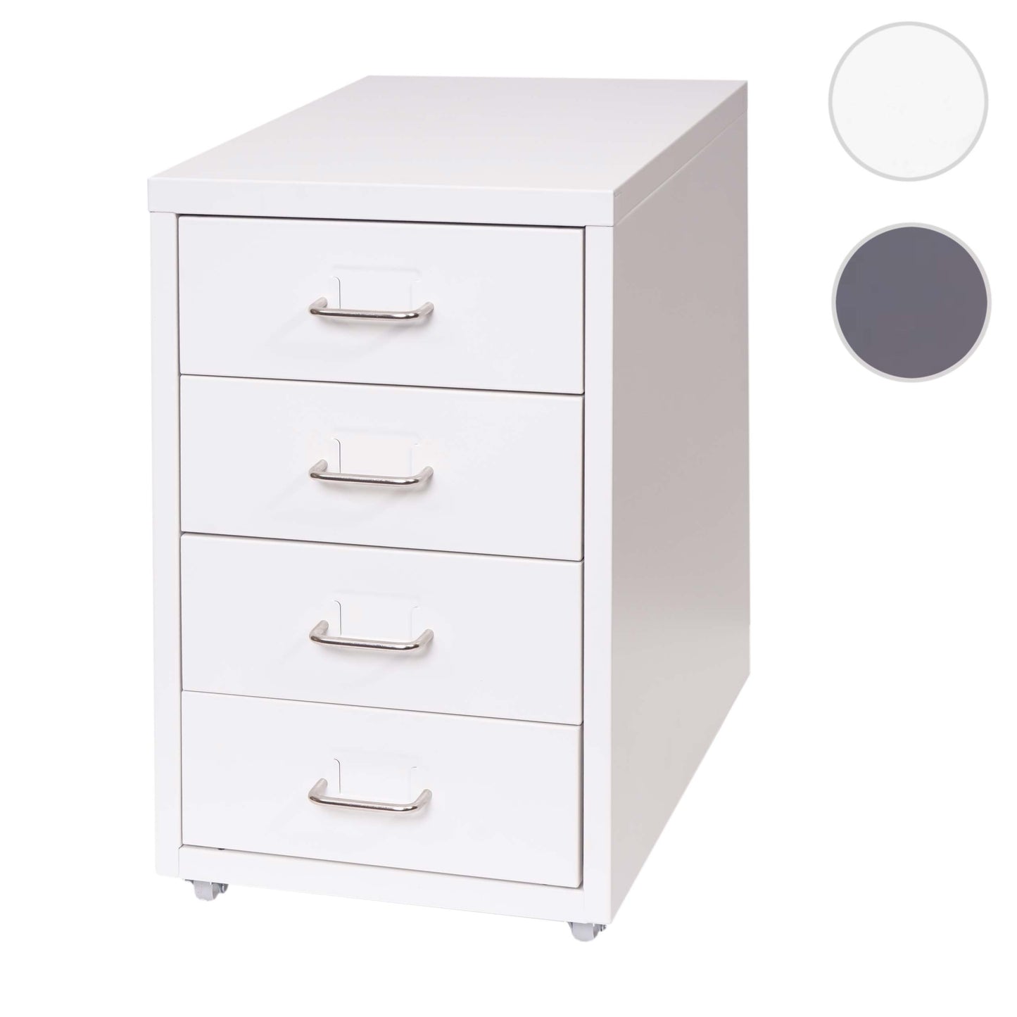 Verrijdbaar onderstel Boston T851, ladekast stalen kantoorkast, 48x28x41cm 4 laden ~ wit