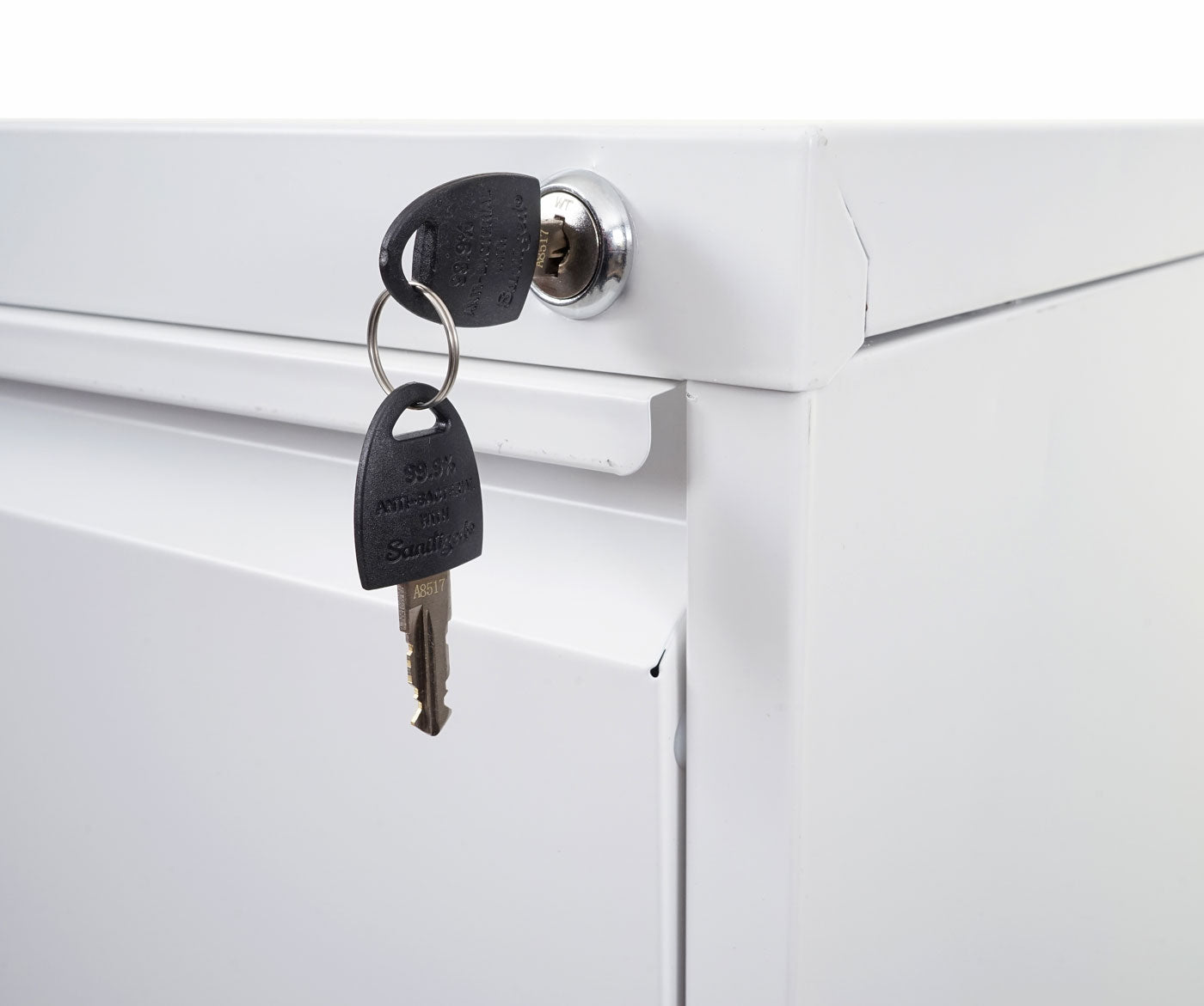 Hangmappenkast MCW-H16, archiefkast stalen kantoorkast, formaat Legal + A4 afsluitbaar 134x46x62cm ~ wit
