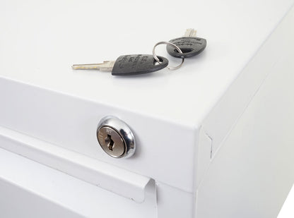 Hangmappenkast MCW-H16, archiefkast stalen kantoorkast, formaat Legal + A4 afsluitbaar 134x46x62cm ~ wit