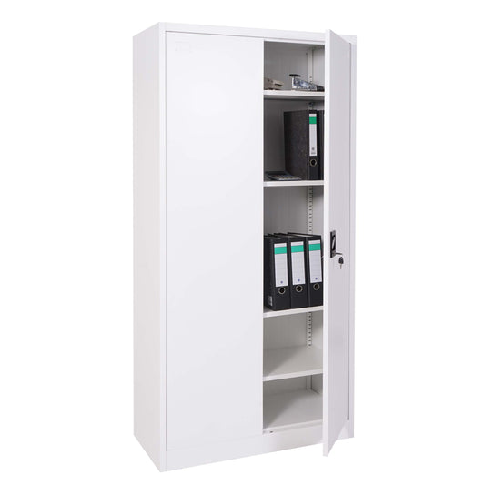 Dossierkast MCW-H17, stalen kast Kantoorkast Kast, 2 deuren afsluitbaar metaal ~ 185x90x40cm wit