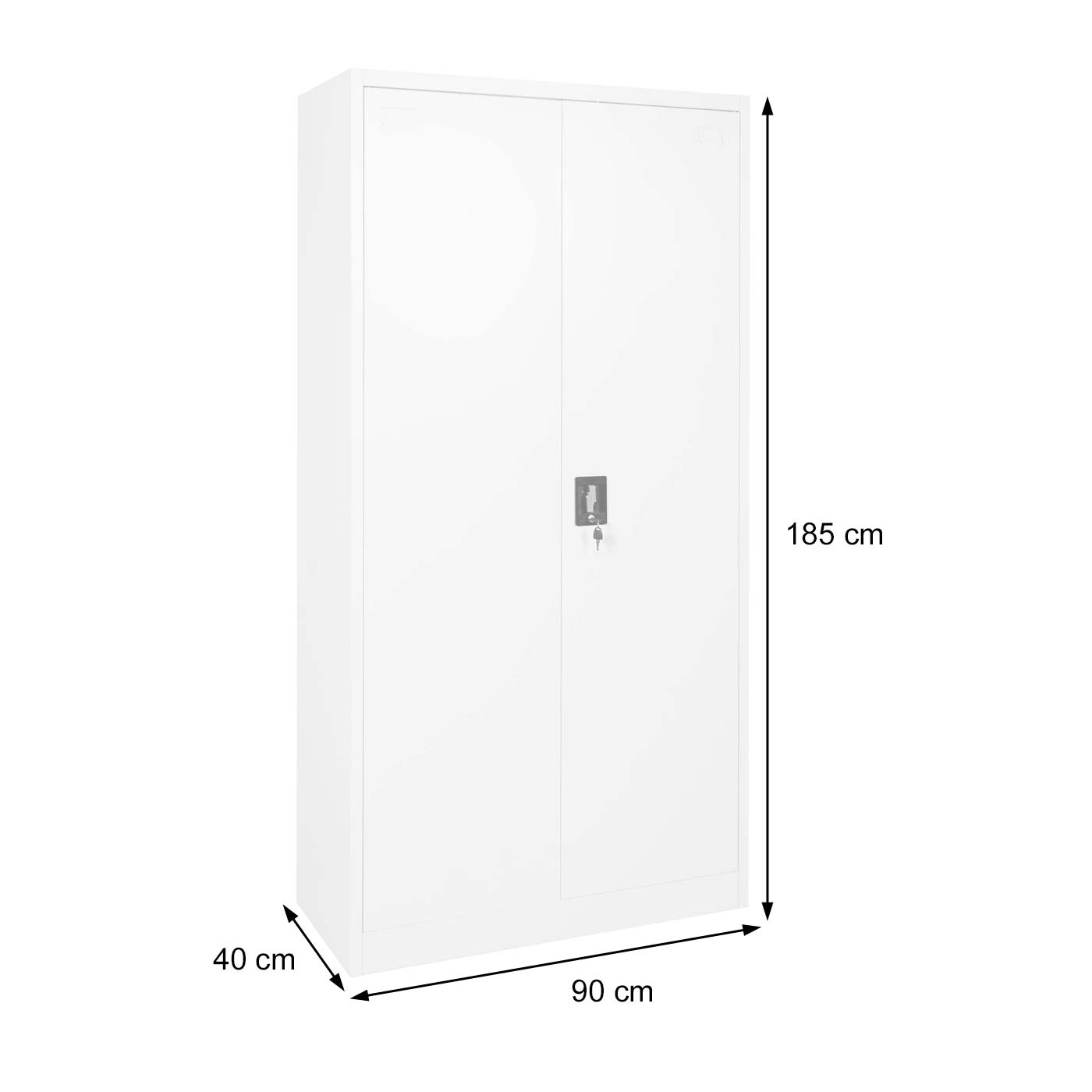 Dossierkast MCW-H17, stalen kast Kantoorkast Kast, 2 deuren afsluitbaar metaal ~ 185x90x40cm wit
