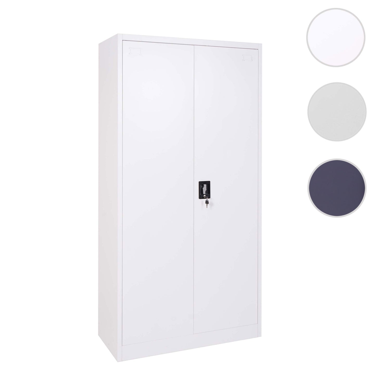 Dossierkast MCW-H17, stalen kast Kantoorkast Kast, 2 deuren afsluitbaar metaal ~ 185x90x40cm wit
