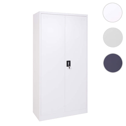 Dossierkast MCW-H17, stalen kast Kantoorkast Kast, 2 deuren afsluitbaar metaal ~ 185x90x40cm wit