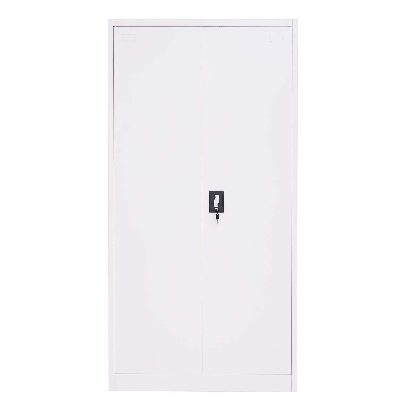 Dossierkast MCW-H17, stalen kast Kantoorkast Kast, 2 deuren afsluitbaar metaal ~ 185x90x40cm wit