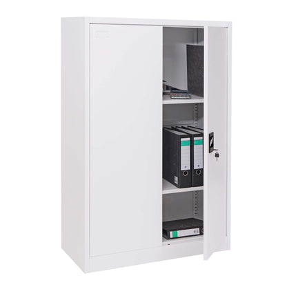 Dossierkast MCW-H17, stalen kast Kantoorkast Kast, 2 deuren afsluitbaar metaal ~ 140x90x40cm wit