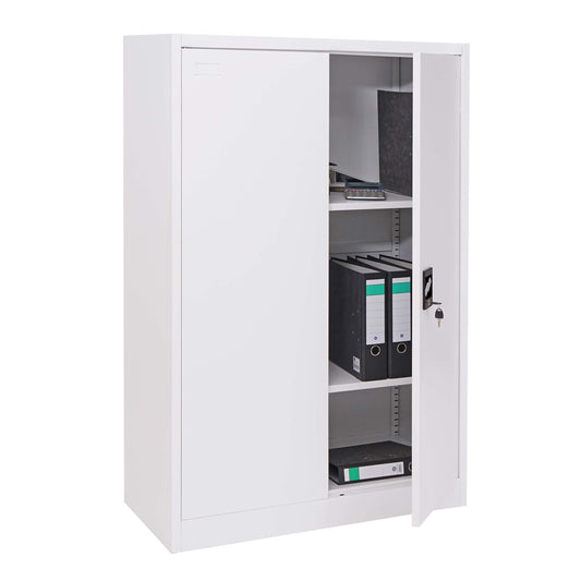 Dossierkast MCW-H17, stalen kast Kantoorkast Kast, 2 deuren afsluitbaar metaal ~ 140x90x40cm wit