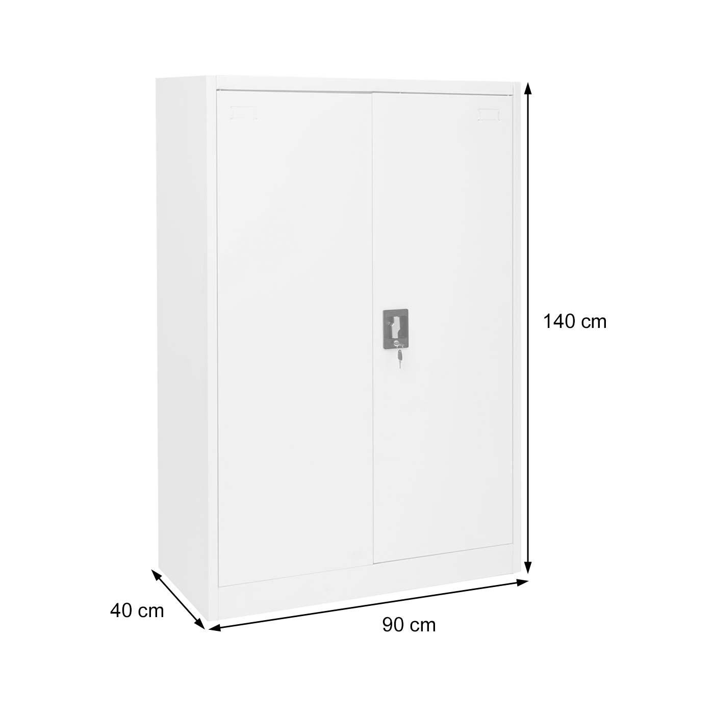Archiefkast MCW-H17, stalen kast Kantoorkast Kast, 2 deuren afsluitbaar metaal ~ 140x90x40cm donkergrijs