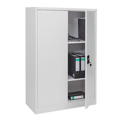 Archiefkast MCW-H17, stalen kast Kantoorkast Kast, 2 deuren afsluitbaar metaal ~ 140x90x40cm grijs