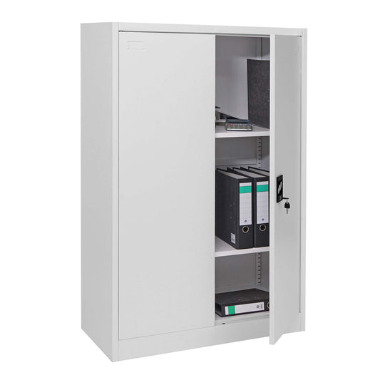 Archiefkast MCW-H17, stalen kast Kantoorkast Kast, 2 deuren afsluitbaar metaal ~ 140x90x40cm grijs