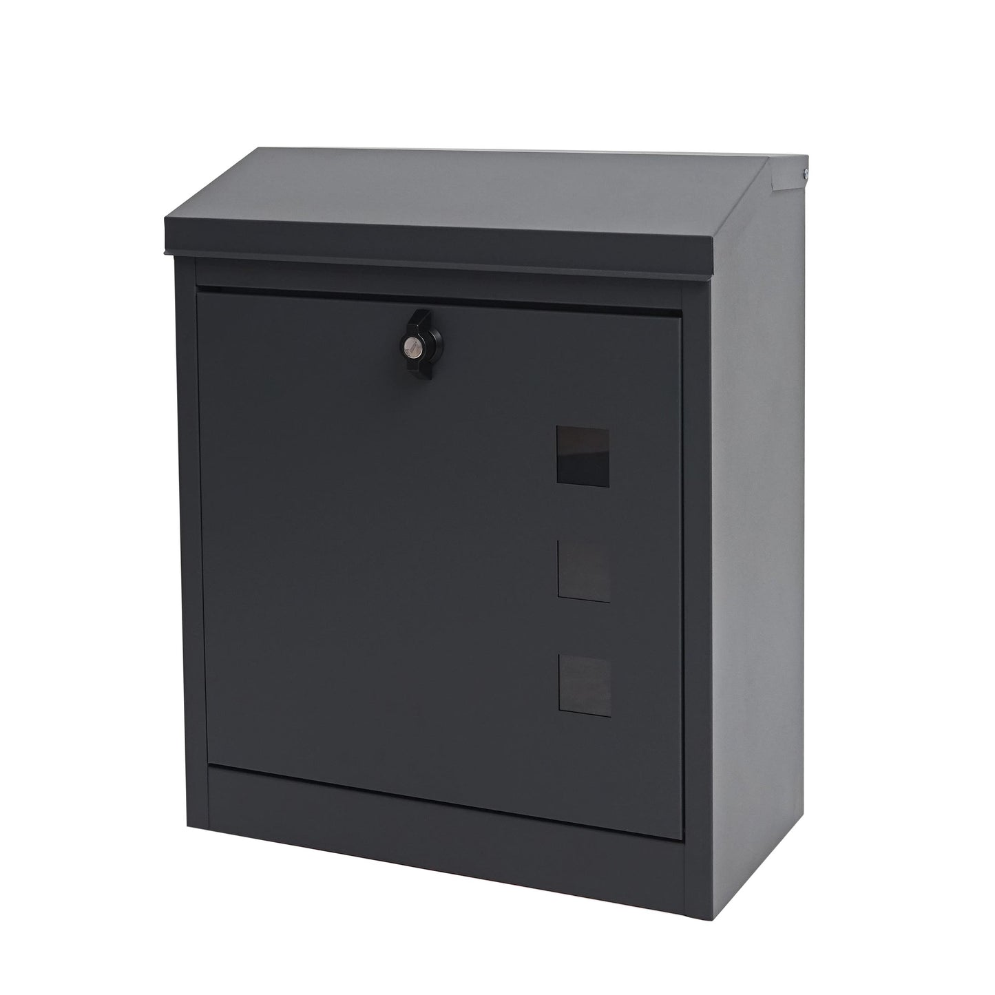 XXL brievenbus MCW-H26, bedrijfsbrievenbus Brievenbus, afsluitbaar met poedercoating 52x44x25cm ~ antraciet-zwart