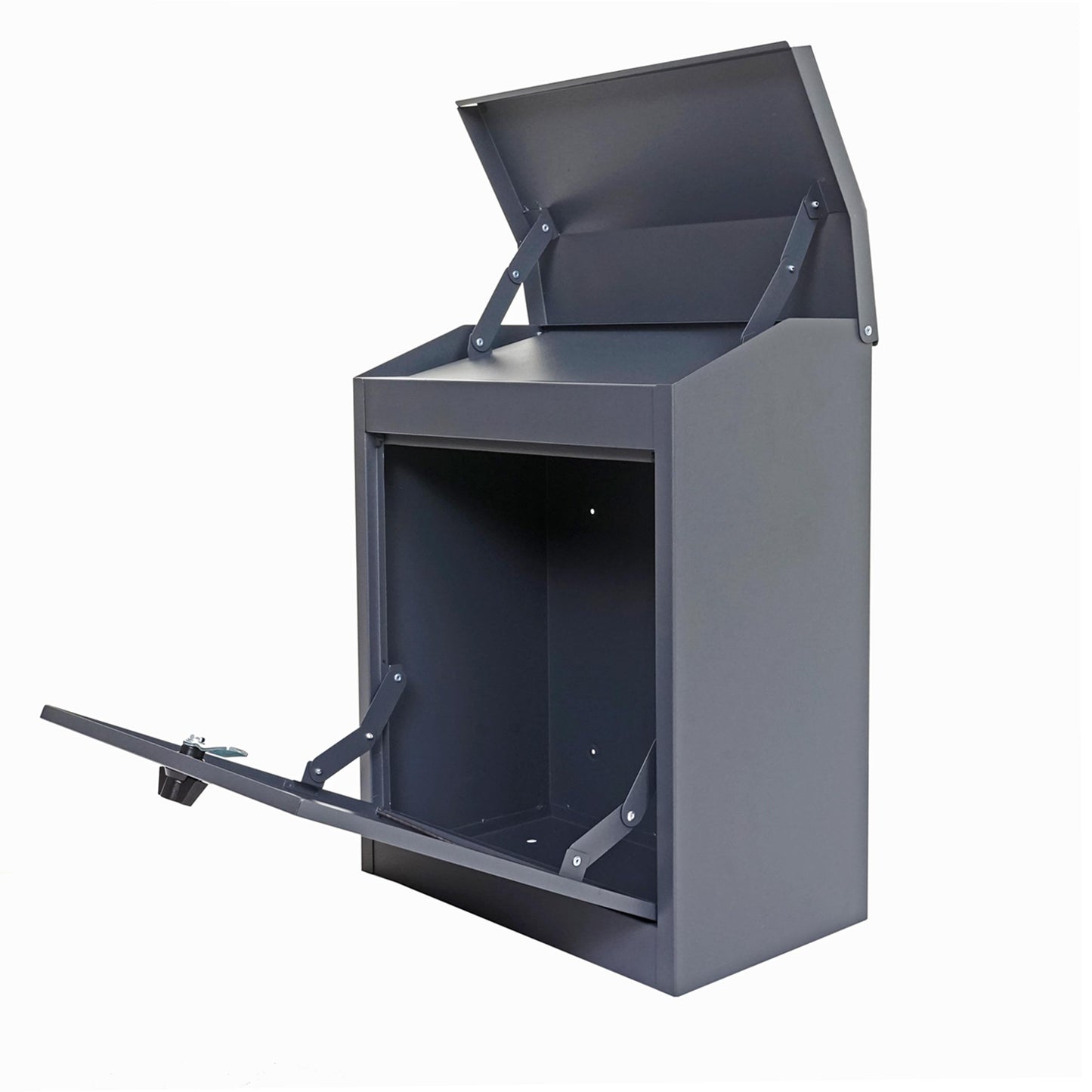 XXL brievenbus MCW-H26, bedrijfsbrievenbus Brievenbus, afsluitbaar met poedercoating 52x44x25cm ~ antraciet-zwart