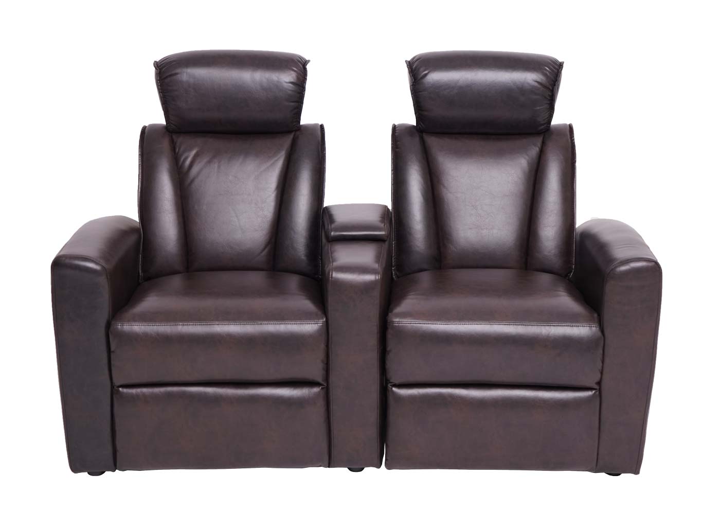 2-zits bioscoopfauteuil MCW-H30, relaxfauteuil TV-fauteuil 2-zits bank, opbergvak Soft Touch kunstleer MVG ~ bruin
