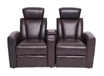 2-zits bioscoopfauteuil MCW-H30, relaxfauteuil TV-fauteuil 2-zits bank, opbergvak Soft Touch kunstleer MVG ~ bruin