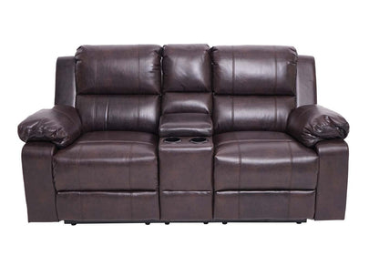 2-zits bioscoopfauteuil MCW-H29, relaxfauteuil TV-fauteuil 2-zits bank, bekerhouder Soft Touch kunstleer MVG ~ bruin